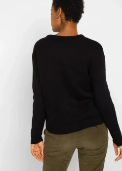 Damen bonprix Pullover & Strickjacken|Basics|Strick-Pullover mit Rundhals-Ausschnitt