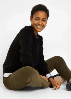 Damen bonprix Pullover & Strickjacken|Basics|Strick-Pullover mit Rundhals-Ausschnitt
