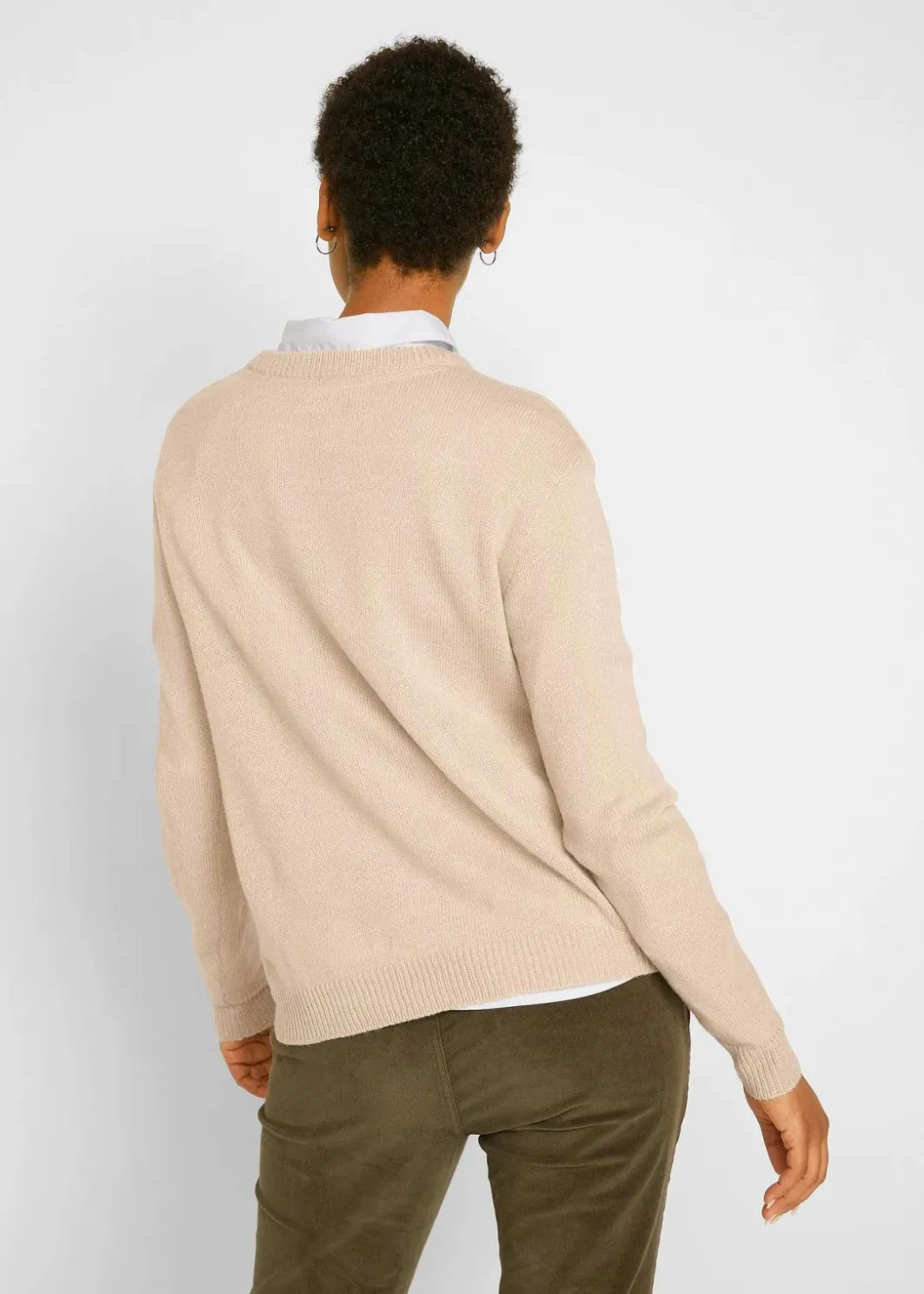 Damen bonprix Pullover & Strickjacken|Basics|Strick-Pullover mit Rundhals-Ausschnitt