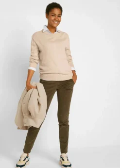 Damen bonprix Pullover & Strickjacken|Basics|Strick-Pullover mit Rundhals-Ausschnitt