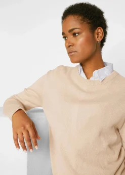 Damen bonprix Pullover & Strickjacken|Basics|Strick-Pullover mit Rundhals-Ausschnitt