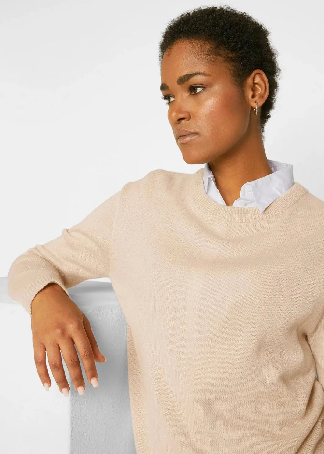 Damen bonprix Pullover & Strickjacken|Basics|Strick-Pullover mit Rundhals-Ausschnitt