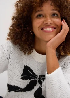 Sale Strickpullover mit Schleife Damen Nachhaltigere Materialien|Strickmode