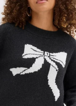Damen bonprix Pullover & Strickjacken|Strickmode|Strickpullover mit Schleife