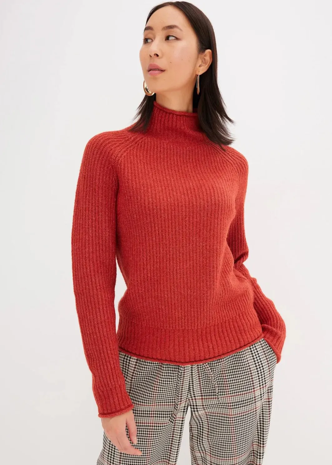 Damen bonprix Strickmode|Pullover & Strickjacken|Strickpullover mit Stehkragen