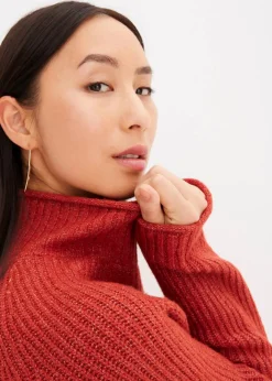 Damen bonprix Strickmode|Pullover & Strickjacken|Strickpullover mit Stehkragen