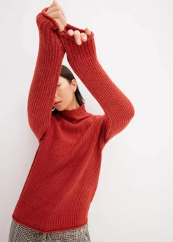 Damen bonprix Strickmode|Pullover & Strickjacken|Strickpullover mit Stehkragen