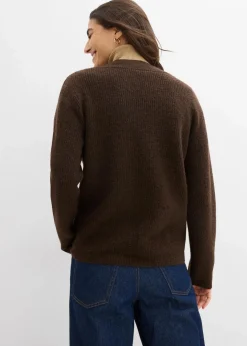 Damen bonprix Bekleidung·Umstandsmode|Strickmode|Strickpullover mit tiefem V-Ausschnitt
