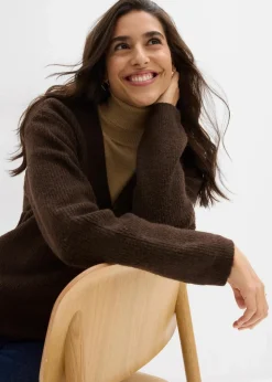 Damen bonprix Bekleidung·Umstandsmode|Strickmode|Strickpullover mit tiefem V-Ausschnitt