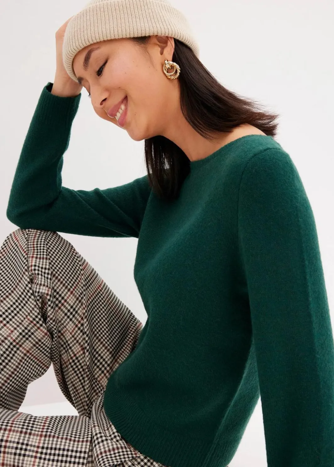 New Strickpullover mit U-Boot-Ausschnitt Damen Nachhaltigere Materialien|Pullover & Strickjacken