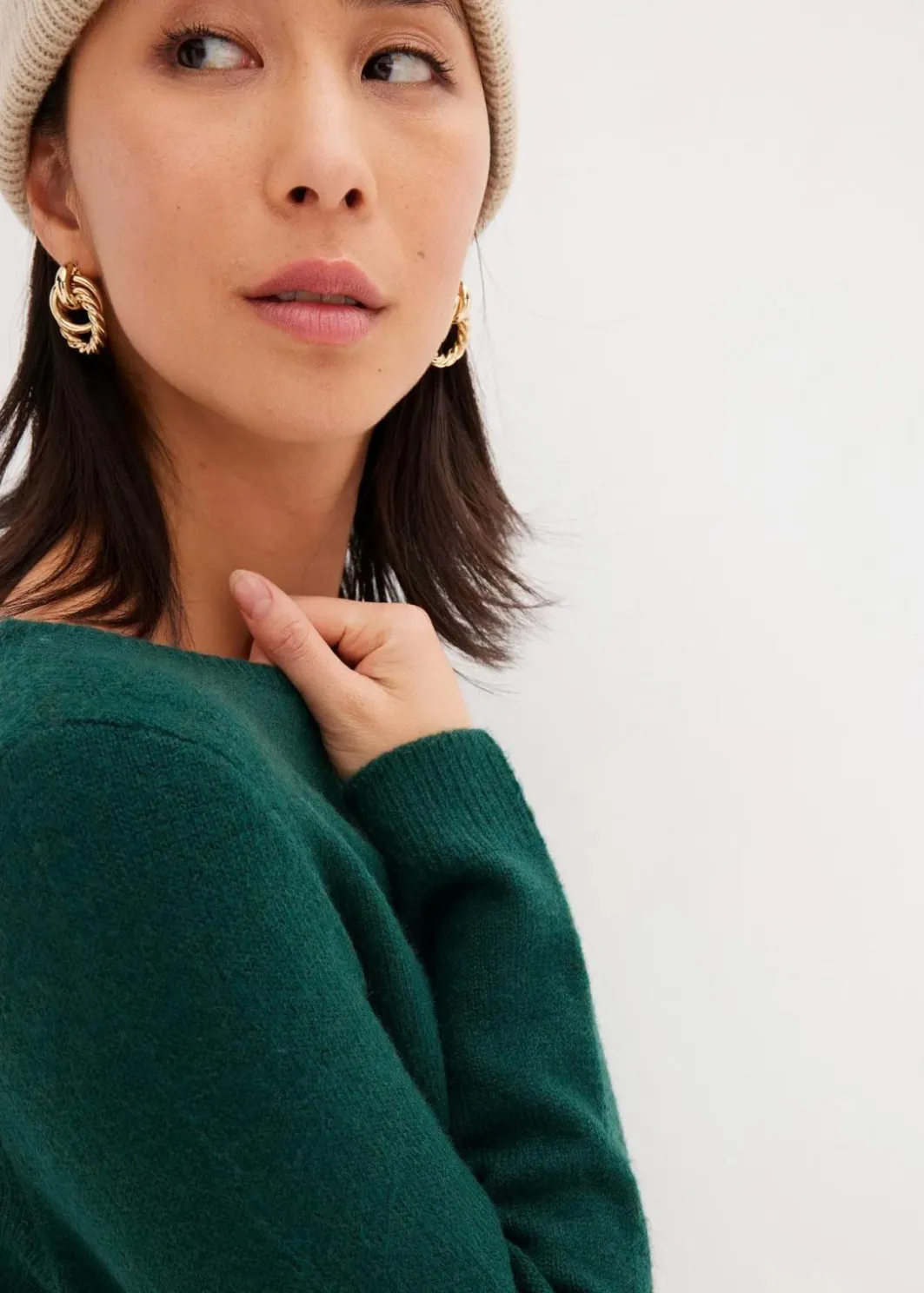 New Strickpullover mit U-Boot-Ausschnitt Damen Nachhaltigere Materialien|Pullover & Strickjacken