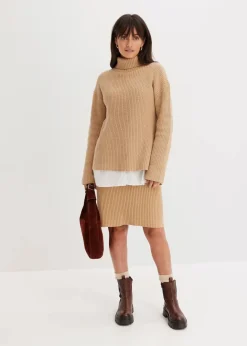 Damen bonprix Bekleidung·Sportbekleidung|Nachhaltigere Materialien|Strickrock aus reiner Baumwolle