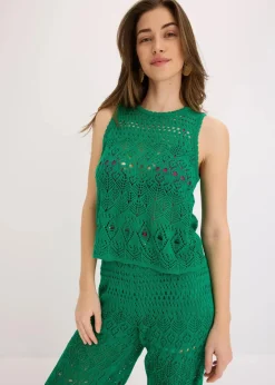 Discount Stricktop mit Lochstrickmuster Damen Shirts & Tops|Strickmode