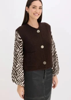 Damen bonprix Bekleidung·Umstandsmode|Bekleidung·Hosen|Strickweste mit dekorativen Knöpfen