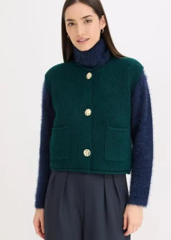 Damen bonprix Bekleidung·Umstandsmode|Bekleidung·Hosen|Strickweste mit dekorativen Knöpfen