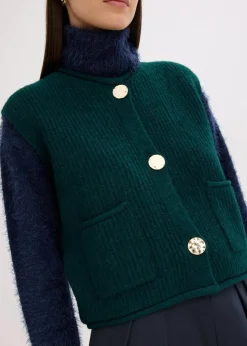 Damen bonprix Bekleidung·Umstandsmode|Bekleidung·Hosen|Strickweste mit dekorativen Knöpfen