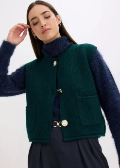 Damen bonprix Bekleidung·Umstandsmode|Bekleidung·Hosen|Strickweste mit dekorativen Knöpfen