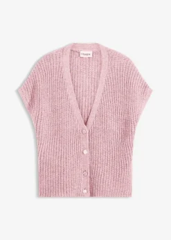 Damen bonprix Bekleidung·Umstandsmode|Strickmode|Strick-Weste mit dekorativen Knöpfen und Wollanteil