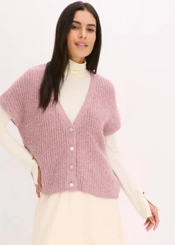 Damen bonprix Bekleidung·Umstandsmode|Strickmode|Strick-Weste mit dekorativen Knöpfen und Wollanteil