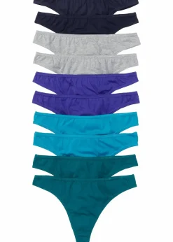 Damen bonprix Höschen|Baumwollunterwäsche|String (10er Pack)