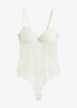 Damen bonprix Große Cups D-H|Dessous|Stringbody mit dehnbarer Spitze