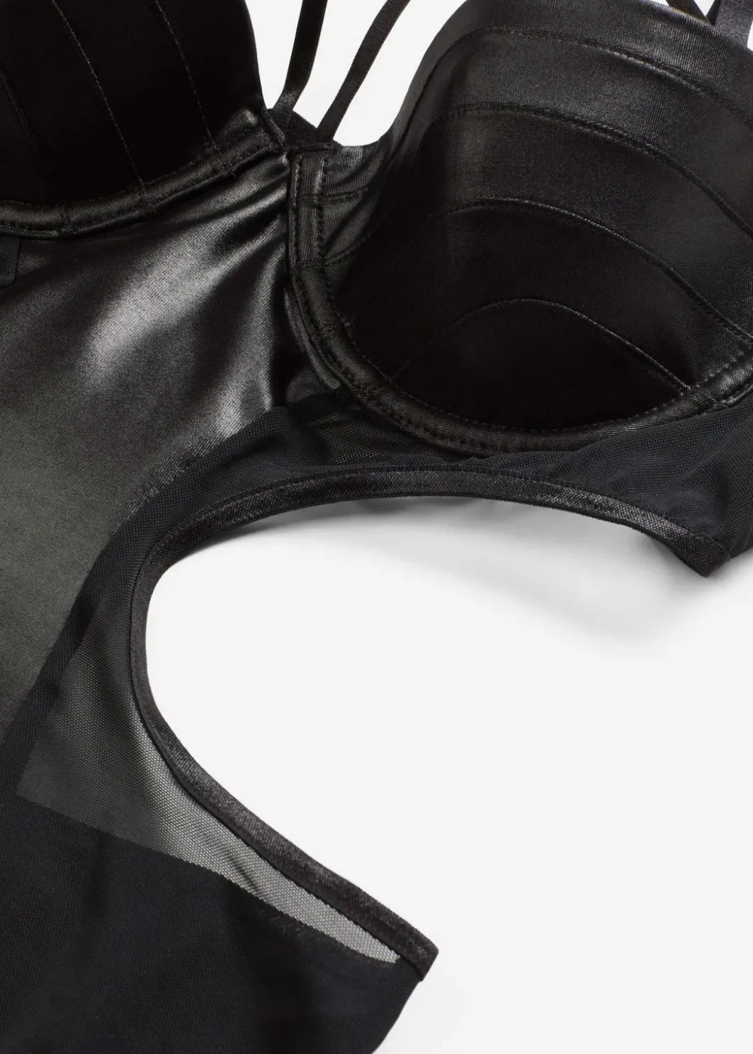 Damen bonprix Große Cups D-H|Erotikwäsche|Stringbody ouvert mit Wetlook