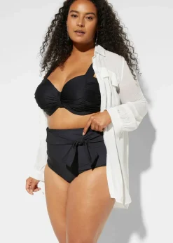 Damen bonprix Nachhaltigere Materialien|Mix & Match|Strong Highwaist Shape-Bikinihose mit Bindeband