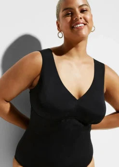 Damen bonprix Nachhaltigere Materialien|Shapewear|Strong Shape-Badeanzug mit V-Ausschnitt