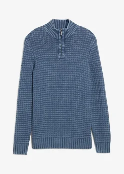 Best Strukturierter Grobstrick-Troyer in gewaschener Optik mit Baumwolle Herren Große Größen|Pullover & Strickjacken