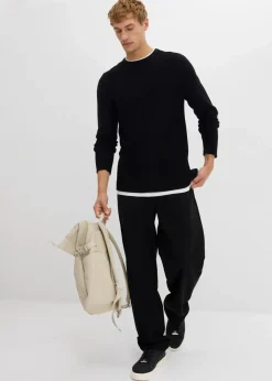 Sale strukturierter Pullover in 2 in 1 Optik aus Baumwoll-Mix Herren Große Größen|Pullover & Strickjacken