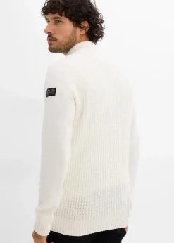 Clearance Strukturierter-Stehkragenpullover mit recycelter Baumwolle Herren Große Größen|Pullover & Strickjacken
