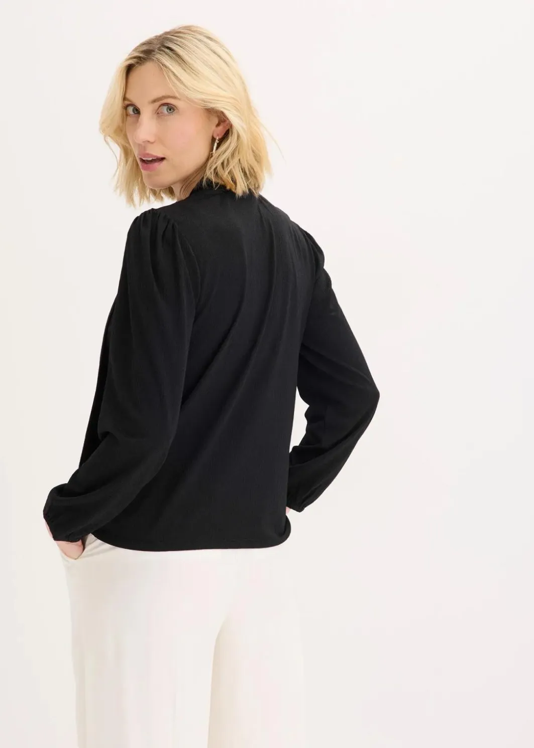 Best Struktur-Shirt mit abnehmbarer Schluppe Damen Shirts & Tops