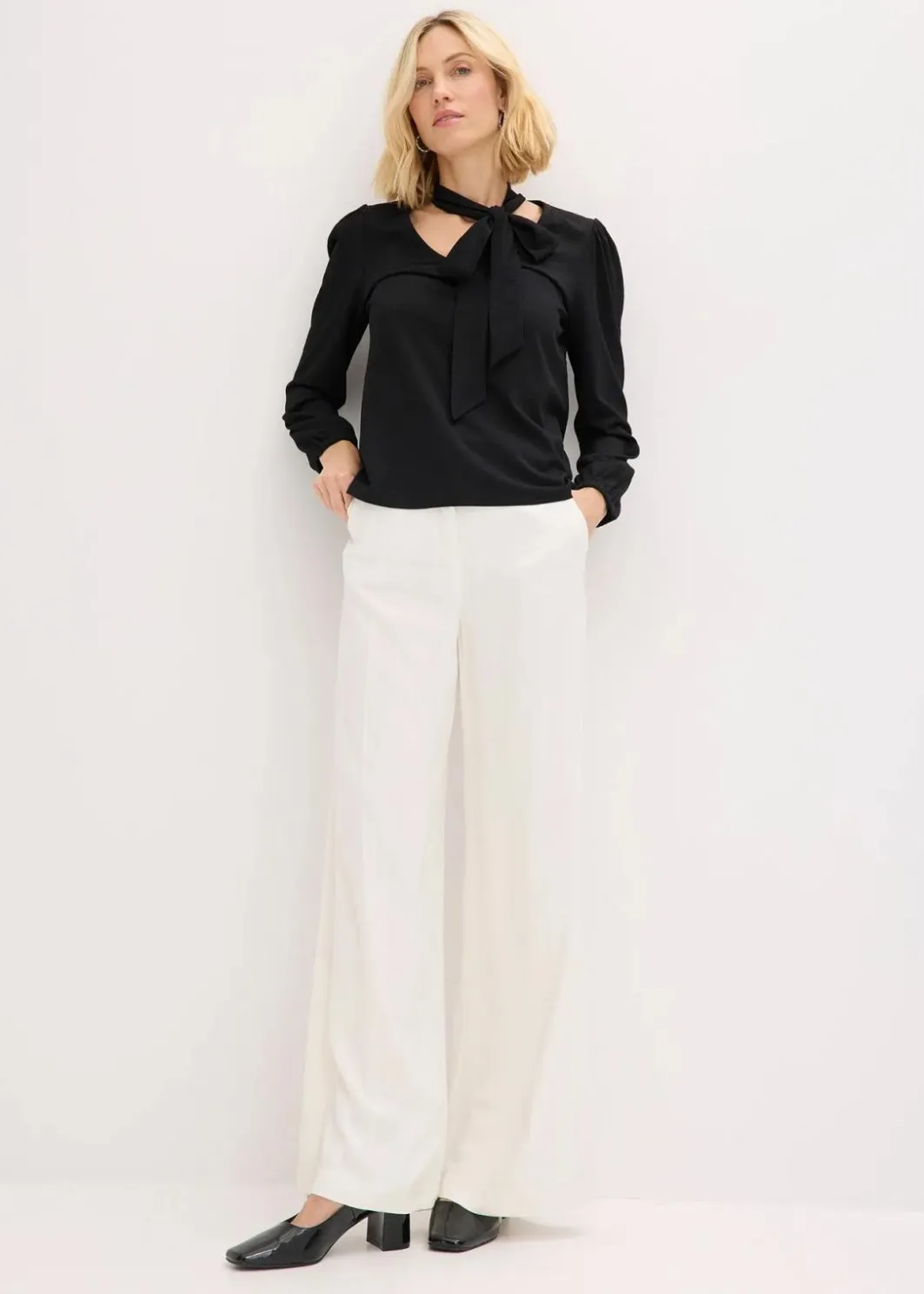 Best Struktur-Shirt mit abnehmbarer Schluppe Damen Shirts & Tops