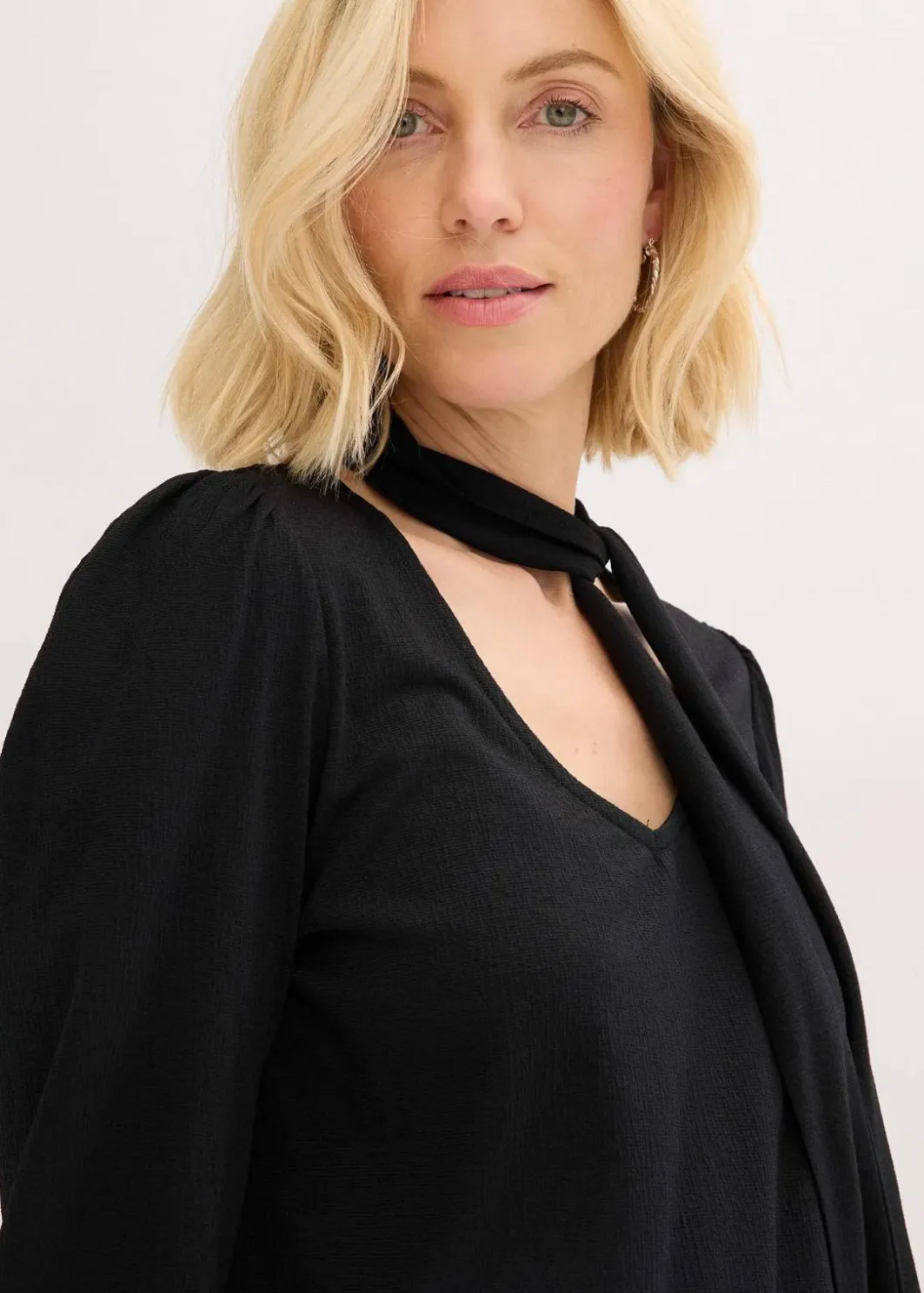 Best Struktur-Shirt mit abnehmbarer Schluppe Damen Shirts & Tops