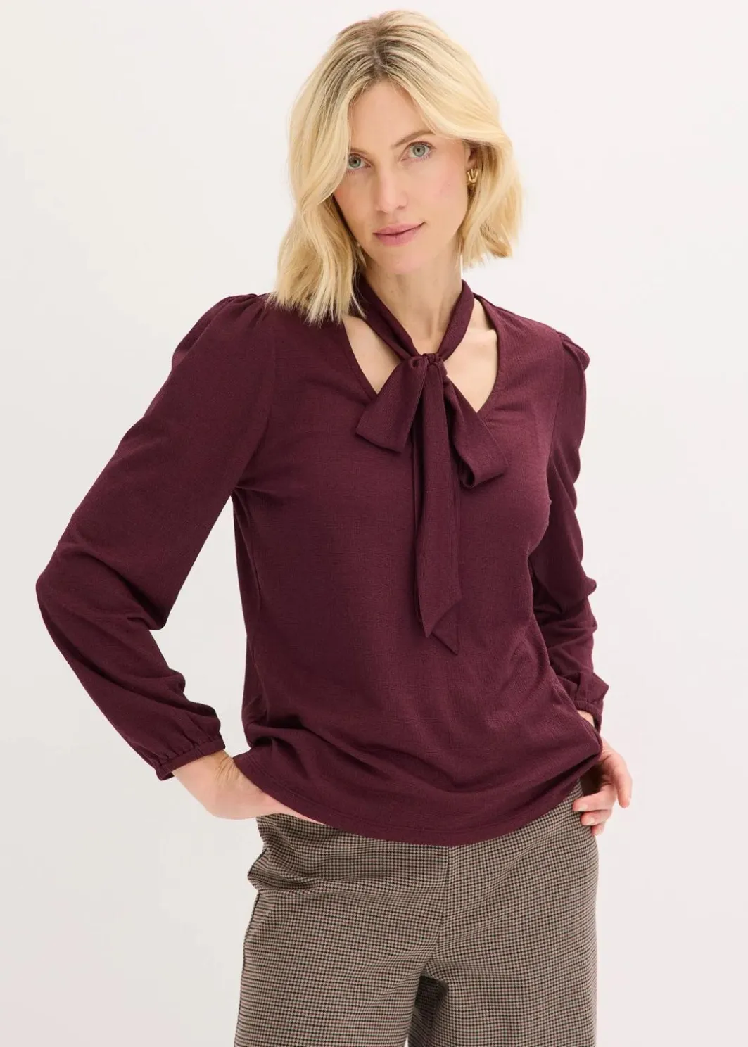 Hot Struktur-Shirt mit abnehmbarer Schluppe Damen Shirts & Tops