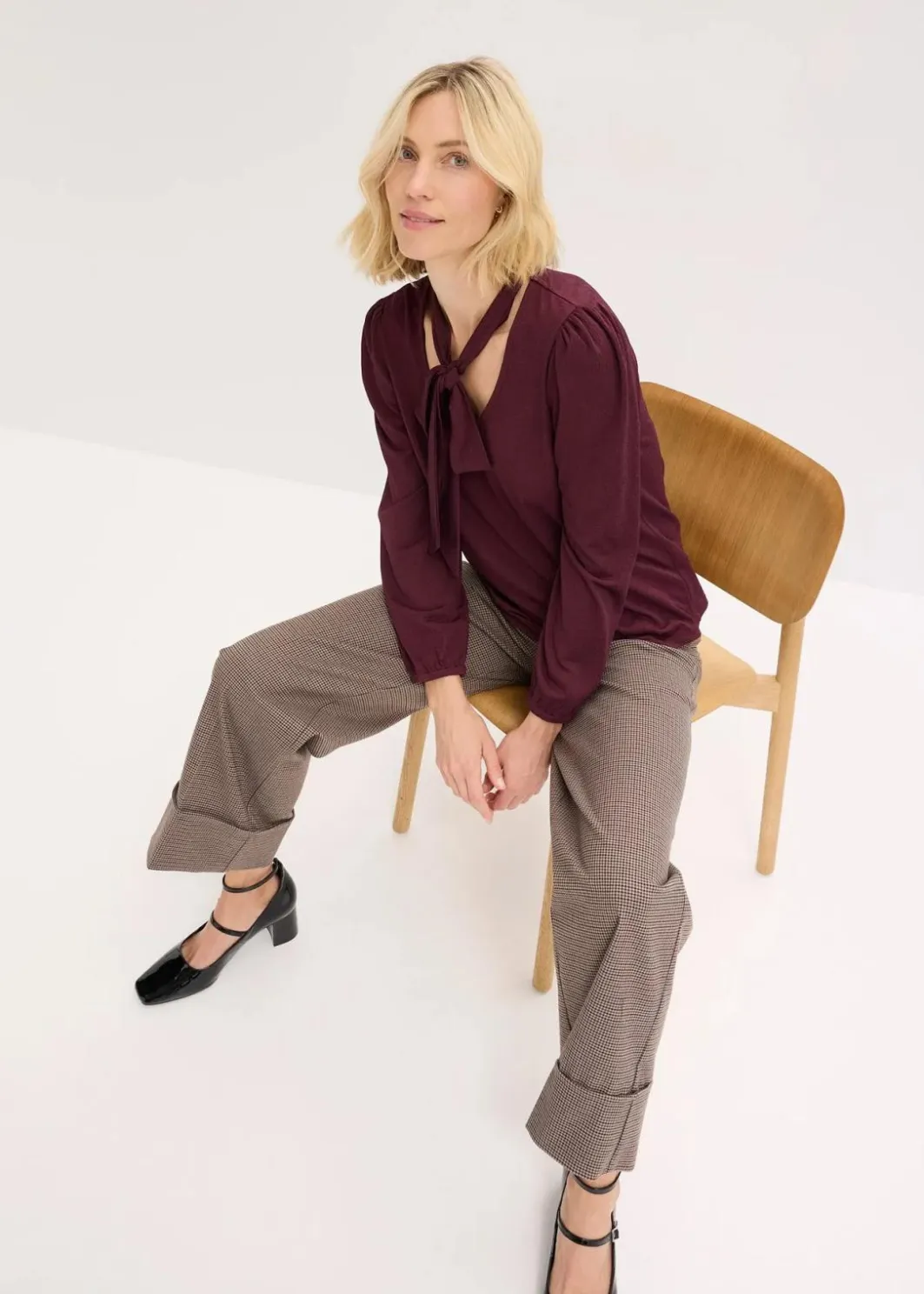 Hot Struktur-Shirt mit abnehmbarer Schluppe Damen Shirts & Tops