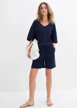 Outlet Strukturshorts aus reiner Baumwolle Damen Hosen|Zweiteiler & Sets