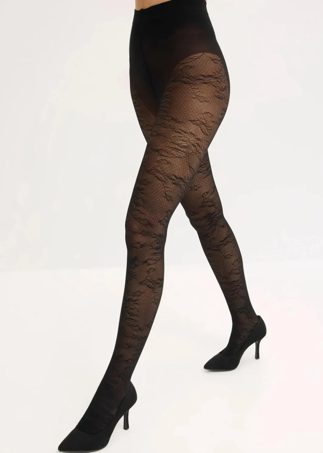 Damen bonprix Wäsche·Socken & Strumpfhosen|Socken & Strumpfhosen|Strumpfhose mit floralem Netzmuster