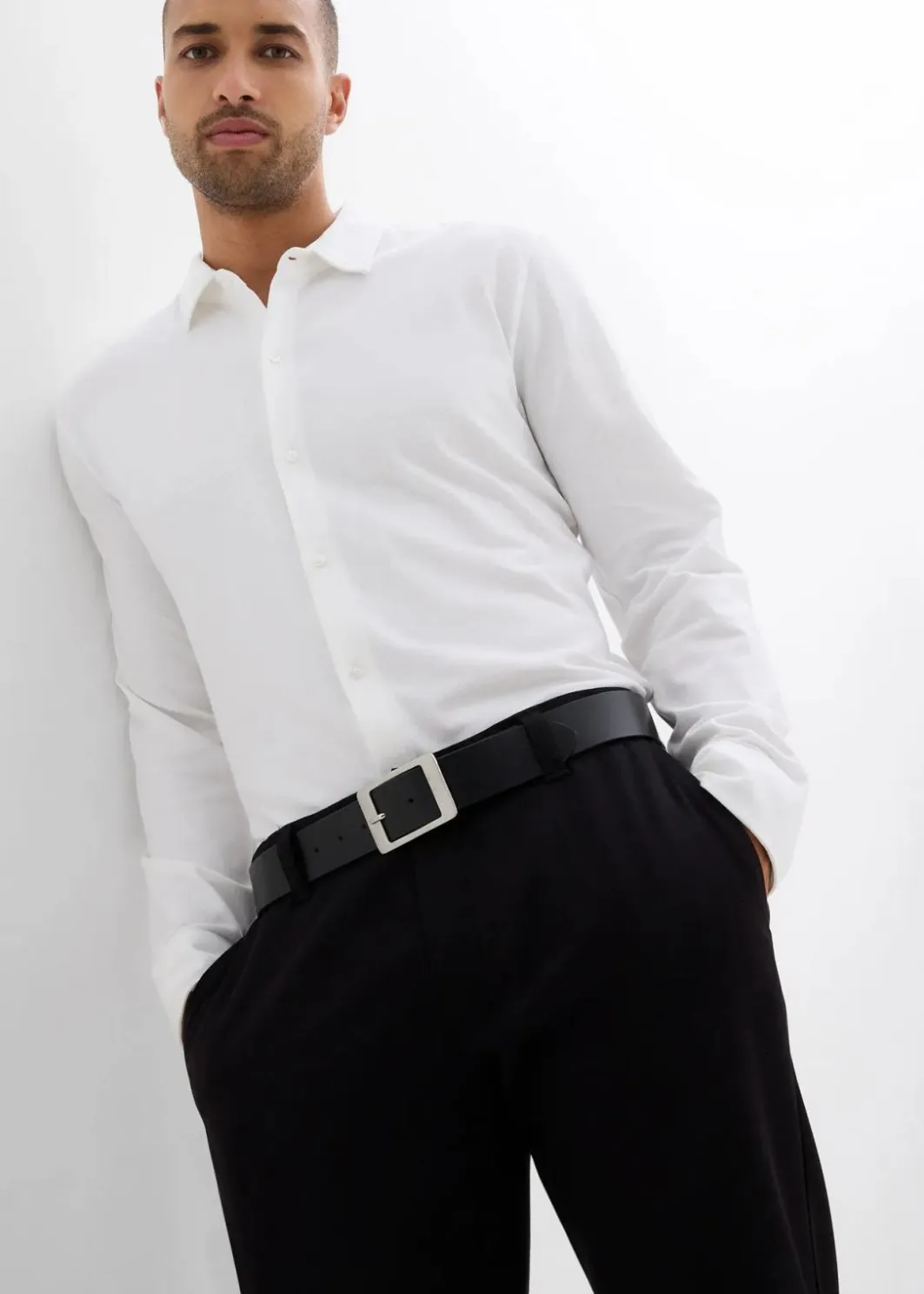 Herren bonprix Hemden|Große Größen|Super-Stretchhemd aus Baumwoll-Piqué, Slim Fit