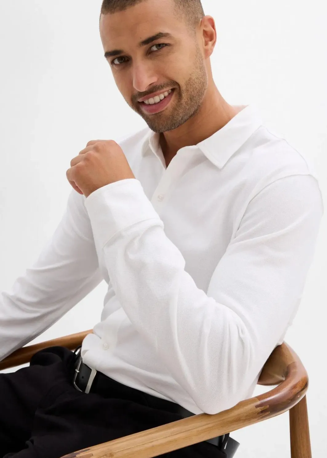 Herren bonprix Hemden|Große Größen|Super-Stretchhemd aus Baumwoll-Piqué, Slim Fit