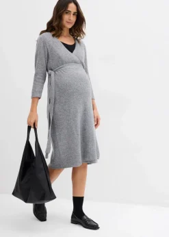 Damen bonprix Nachhaltigere Materialien|Bekleidung·Blazer|Superweiches Umstands- und Stillstrickkleid mit 3/4 Ärmeln