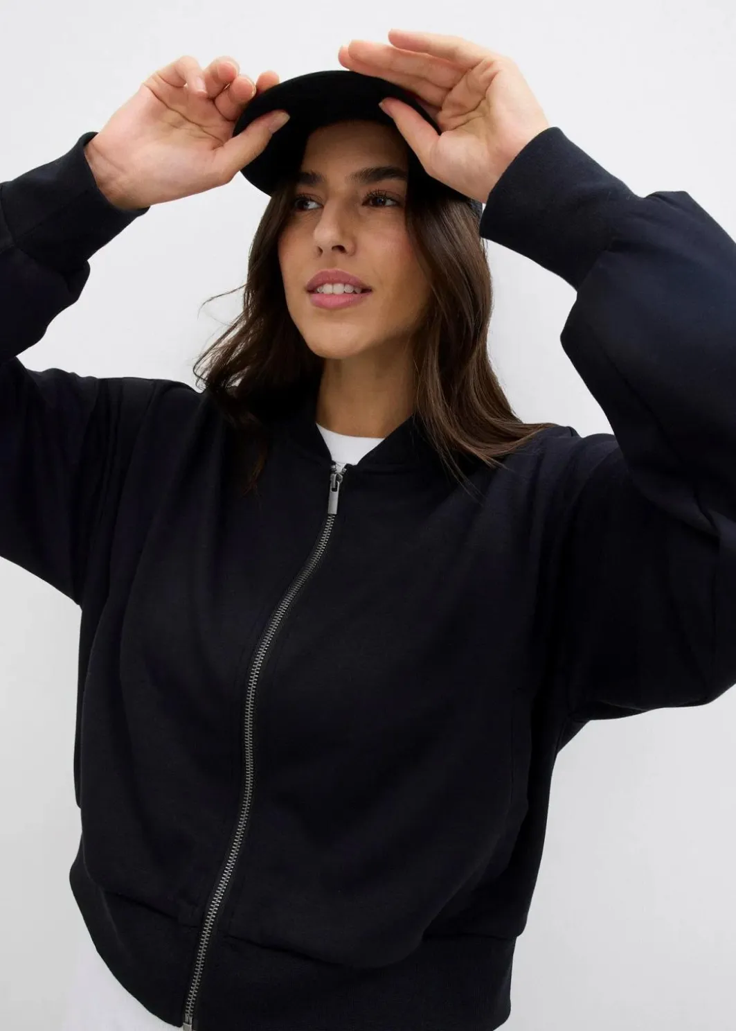 Damen bonprix Bekleidung·Hosen|Jacken & Mäntel|Sweatblouson aus softem Viskose-Mix