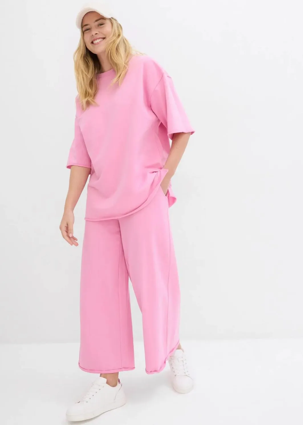 Damen bonprix Hosen|Sweat|Sweathose aus Bio-Baumwolle, 7/8 Länge
