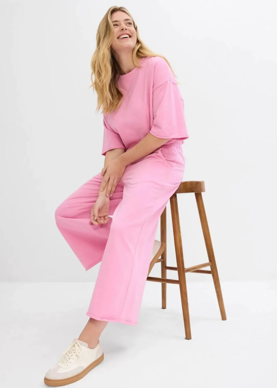 Damen bonprix Hosen|Sweat|Sweathose aus Bio-Baumwolle, 7/8 Länge