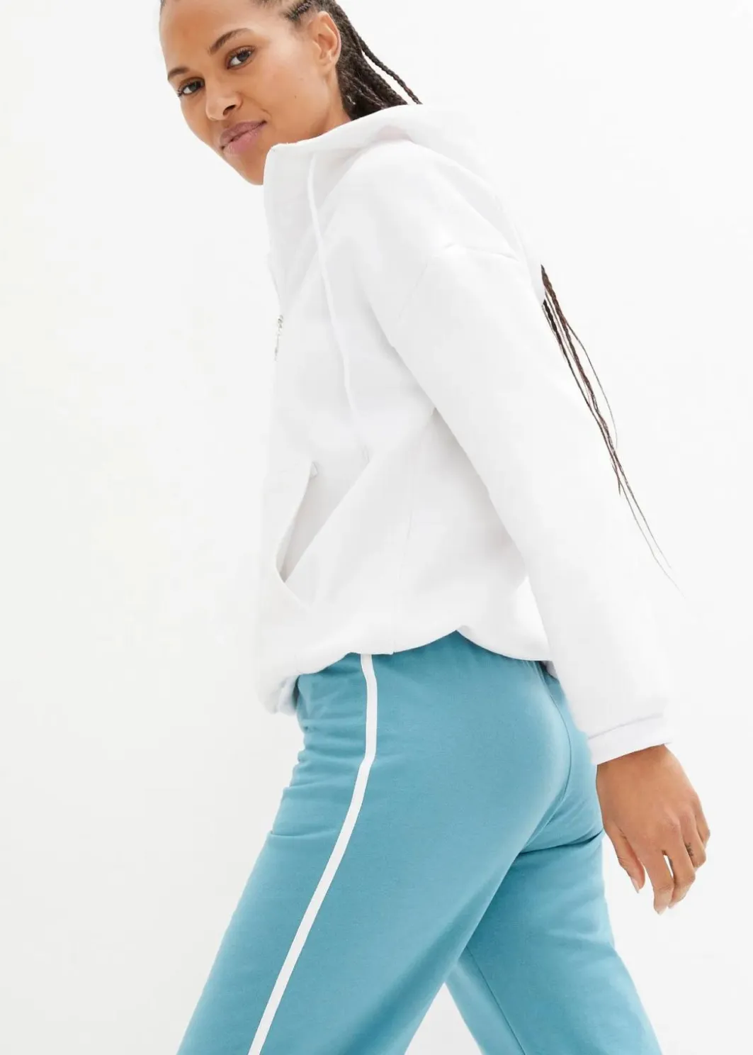 Damen bonprix Hosen|Sweat|Sweathose aus reiner schwerer Baumwolle (2er-Pack )