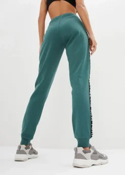 Damen bonprix Hosen|Sweat|Sweathose mit Bündchen und Statement-Druck