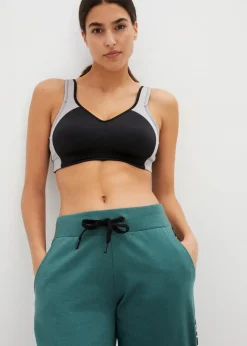 Damen bonprix Hosen|Sweat|Sweathose mit Bündchen und Statement-Druck