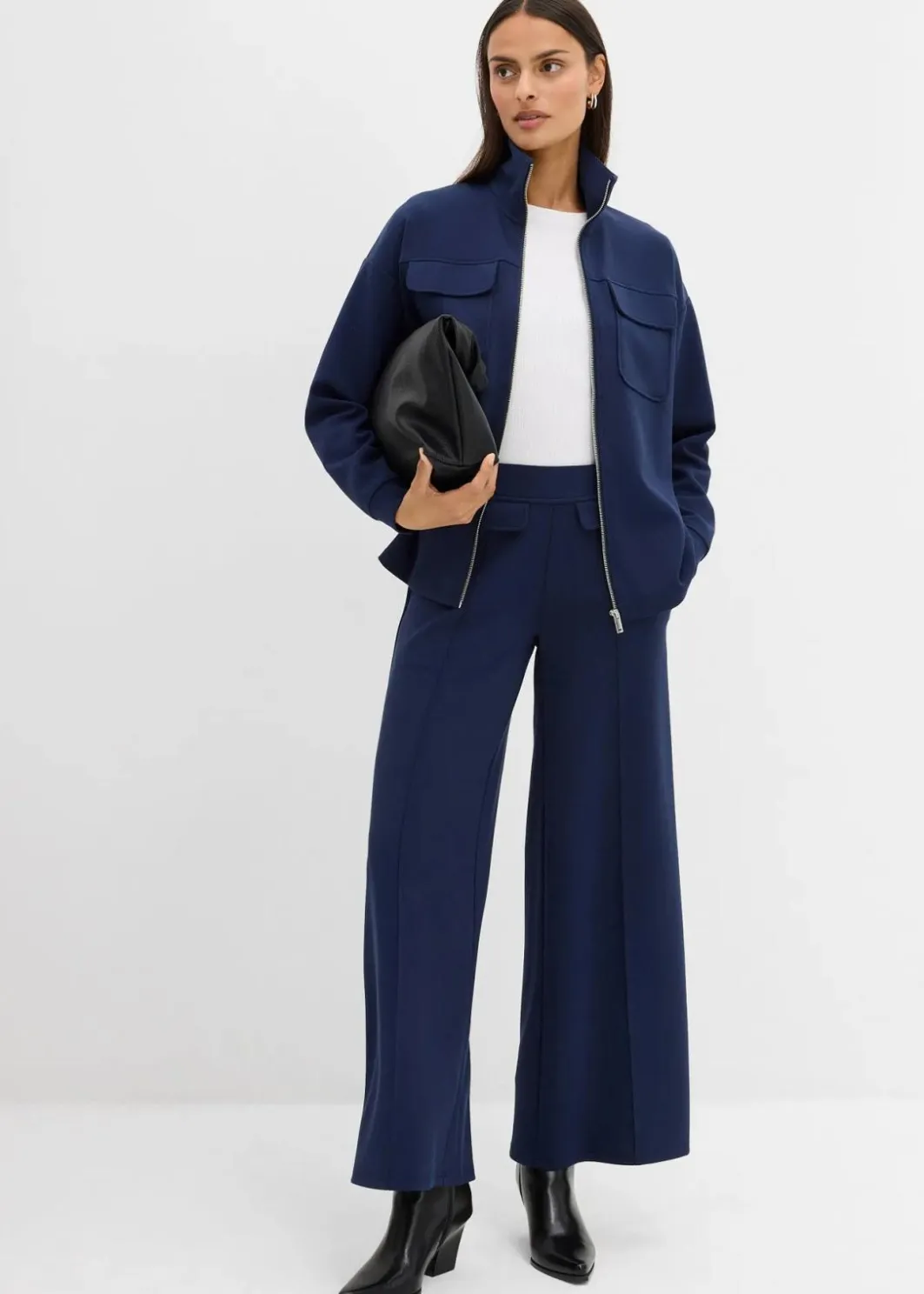 Damen bonprix Bekleidung·Blusen & Tuniken|Sweat|Sweatjacke aus leicht glänzendem Viskose-Mix