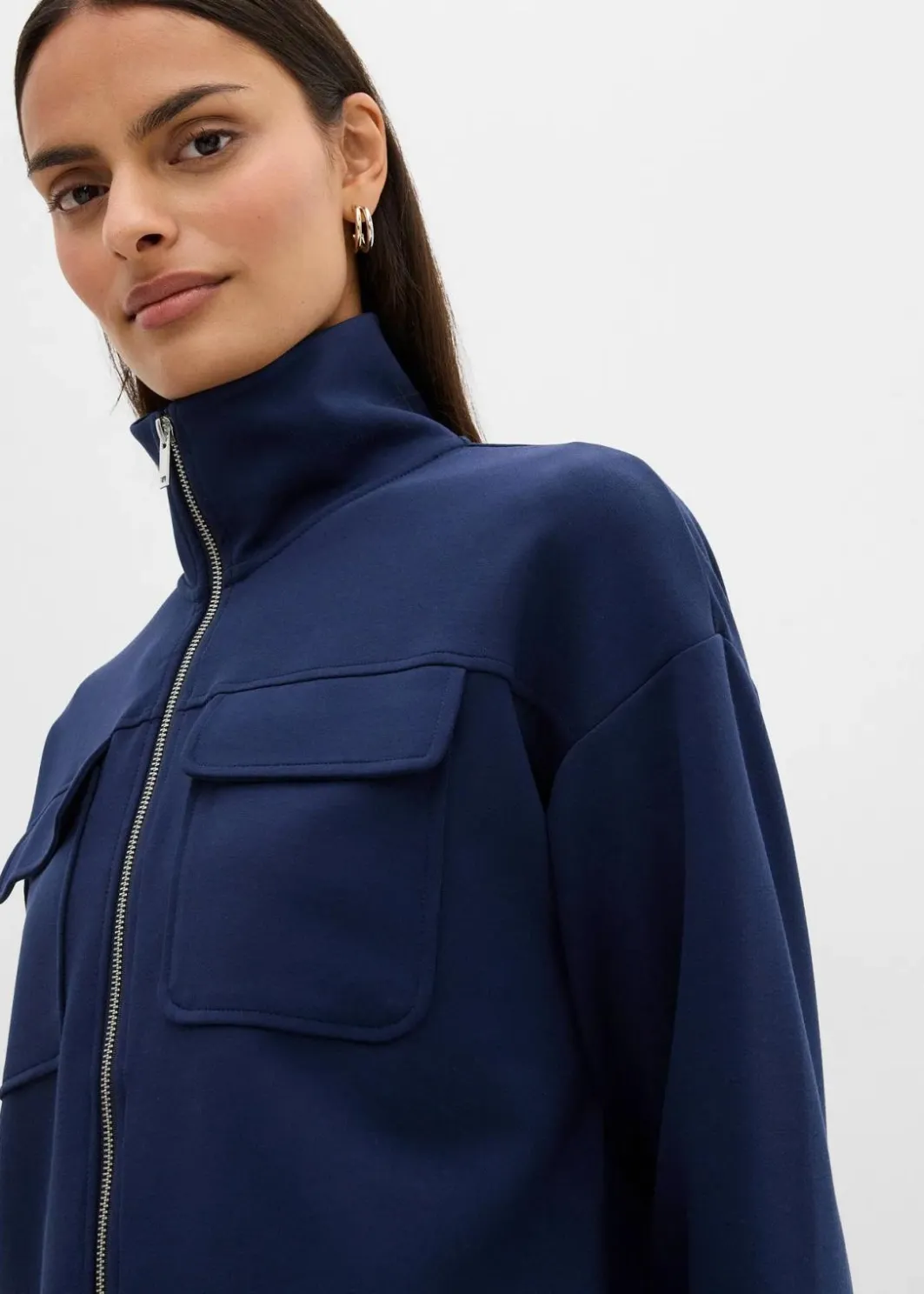 Damen bonprix Bekleidung·Blusen & Tuniken|Sweat|Sweatjacke aus leicht glänzendem Viskose-Mix
