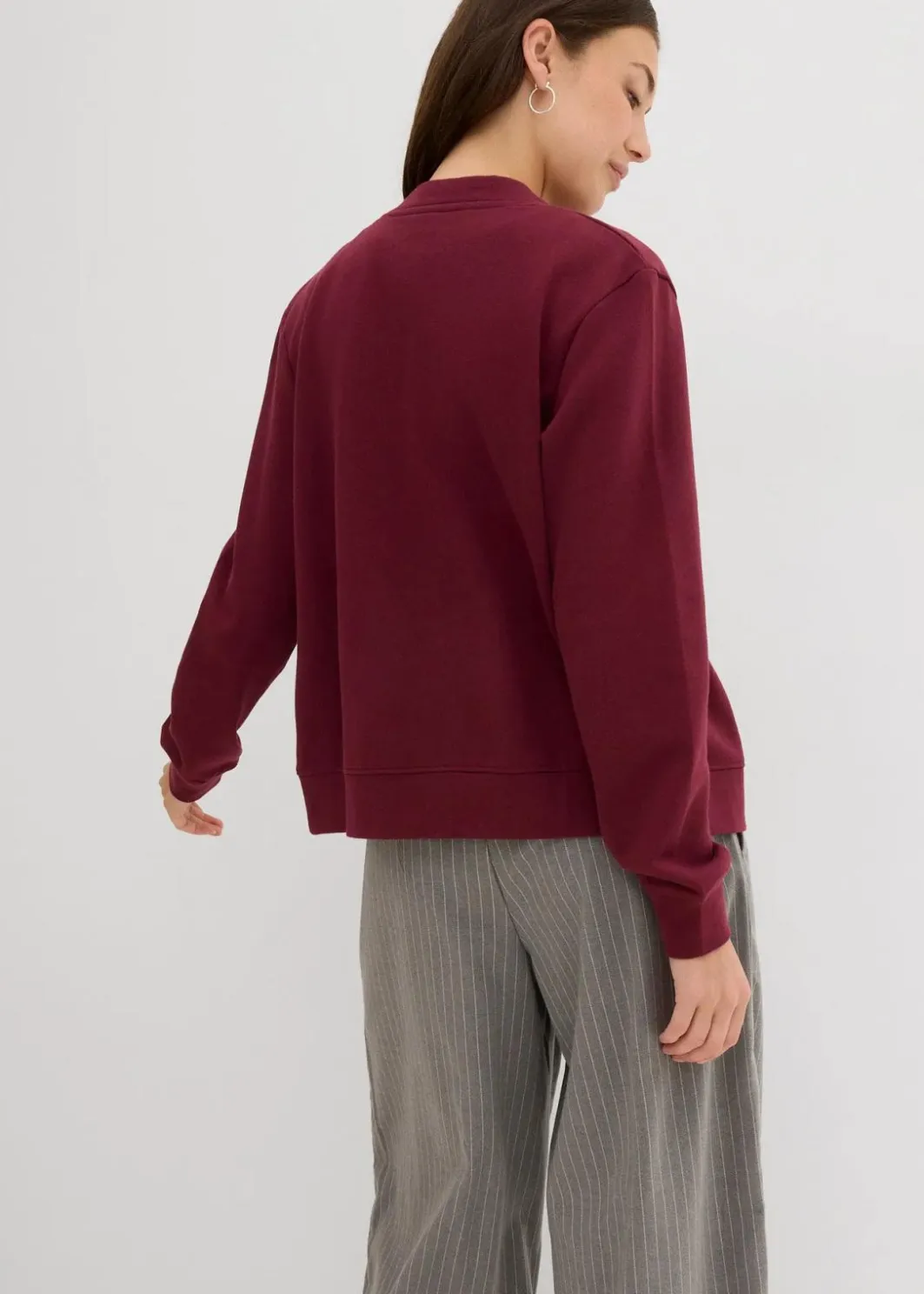 Damen bonprix Nachhaltigere Materialien|Sweat|Sweatjacke mit Knopfleiste